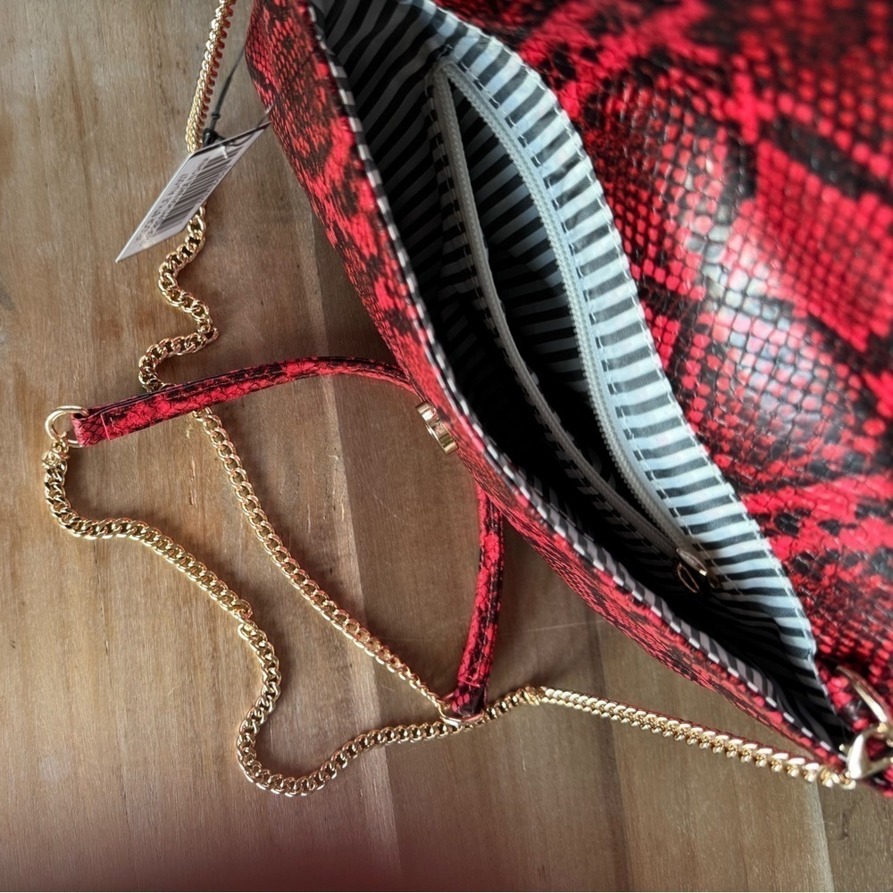 Lulus Red Python Crossbody Clutch - Picture 6 of 8